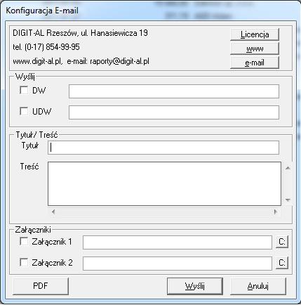 Dialog Generowanie PDF z FVS i wysyłka e-mail