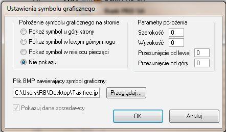 tax free ustawienia symbolu graficznego